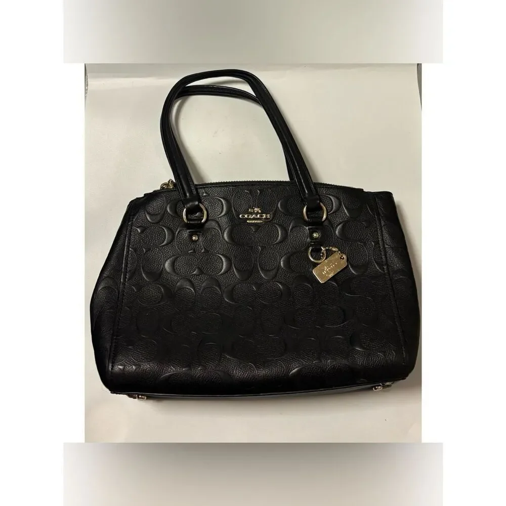 Rare~ Coach STANTON CARRYALL 26 IN SIGNATURE EMBOSSED Black LEATHER